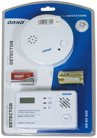Czujnik tlenku węgla + czujnik dymu ORNO OR-DC-620