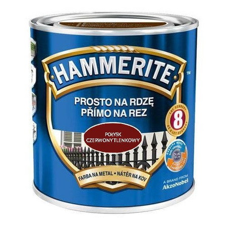 Farba HAMMERITE Prosto na rdzę czerwony połysk 0,7 L