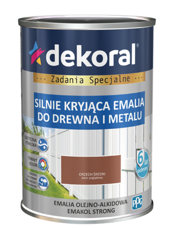 Farba olejno-alkidowa DEKORAL EMAKOL STRONG orzech średni połysk 0,9L