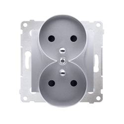 Gniazdo podwójne z uziemieniem SIMON 54 Premium DGZ2MZ.01/43 srebrny mat