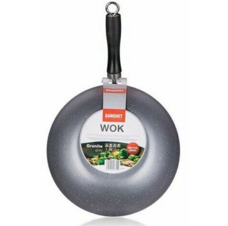 Patelnia BANQUET GRANITE BROWN WOK 25cm