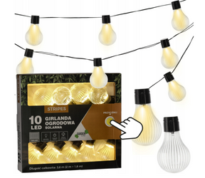 Girlanda ogrodowa2+1,8m solarna STRIPES 10 LED ciepły biały