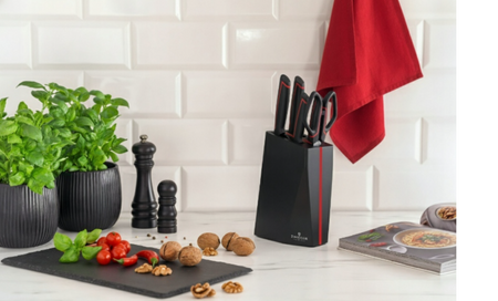 Zestaw 4 noży i nożyczki w bloku ZWIEGER RED LINE 6 elementów