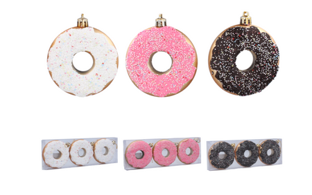 Bombki choinkowe komplet 3szt plastikowe donaty 8cm