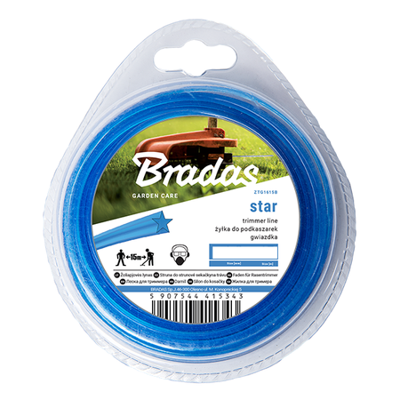 Żyłka TRIMMER, gwiazda  BRADAS 3,0mm x 15m ZTG3015B