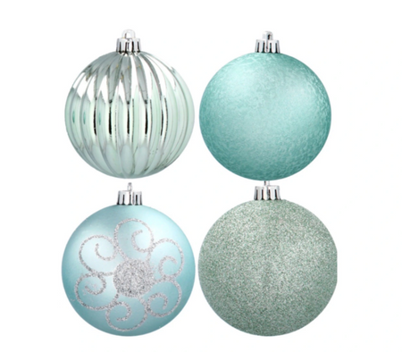 Bombki choinkowe komplet 9 szt. plastikowe 8cm mięta lub róż