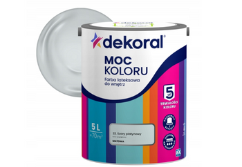 Farba lateksowa DEKORAL MOC KOLORU szary platynowy 5L