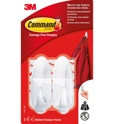 Haczyk wodoodporny COMMAND 2szt. 1,3kg biały