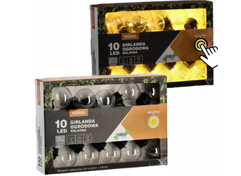 Girlanda ogrodowa2+1,8m solarna RONA 10 LED ciepły biały