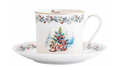 Filiżanka świąteczna 220ml ze spodkiem