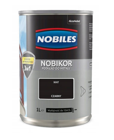 Podkład antykorozyjny do metalu NOBILES NOBIKOR czarny matowy 1L