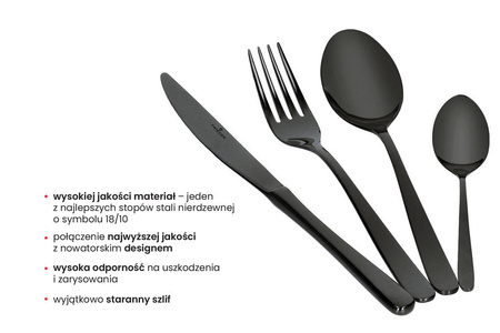 Zestaw sztućców VESPER BLACK komplet 24 sztućce ZWIEGER