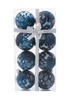 Bombki choinkowe komplet 8 szt bombek plastikowych 6cm niebieskie 3 motywy