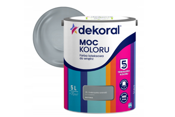 Farba lateksowa DEKORAL MOC KOLORU srebrzysta szarość 5L