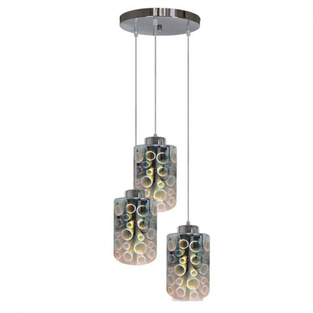 Lampa sufitowa wisząca CANDELLUX NOCTURNO 3xE27 szklane klosze 3D chrom