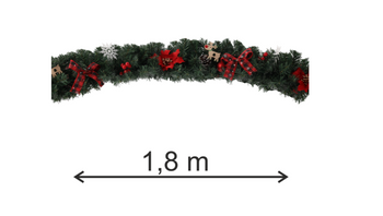 Girlanda Bożonarodzeniowa 1,8m z poinsecją