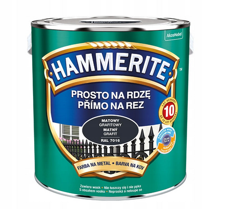 Farba HAMMERITE Prosto na rdzę grafitowy mat 2,5 L