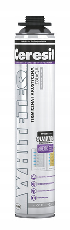 Piana montażowa CERESIT WHITE TEQ  QUATTRO do okien i drzwi biała 750 ml