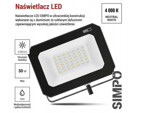 Naświetlacz LED SIMPO 30W, neutralna biel EMOS ZS2233