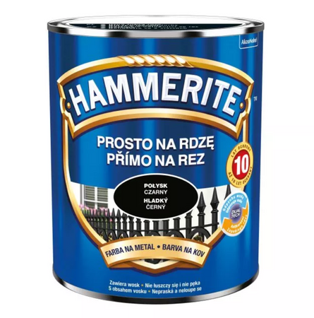 Farba HAMMERITE Prosto na rdzę czarny połysk 0,7 L