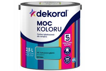 Farba lateksowa DEKORAL MOC KOLORU turkusowa głębia 2,5L