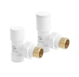 Zestaw zaworów grzejnikowych kątowy DIAMOND PN-M-75002 DN15 (1/2) biały