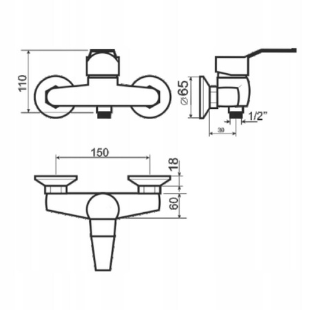 Bateria prysznicowa ścienna LIVENO VESTO ARM-VESTO-4