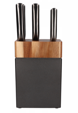 Blok akacjowy z zestawem noży ZWIEGER Darque 5 noży