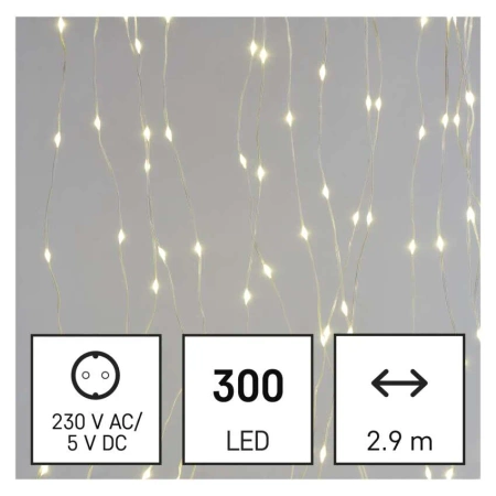Lampki Kurtyna Świetlna EMOS NANO 300LED 8 programów ciepły biały IP44 2,9x1,5m