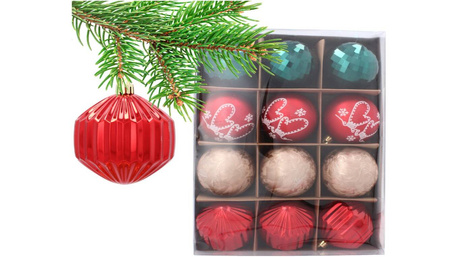 Bombki choinkowe komplet 12szt plastikowe 8cm
