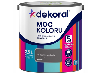Farba lateksowa DEKORAL MOC KOLORU ciemny popielaty 2,5L