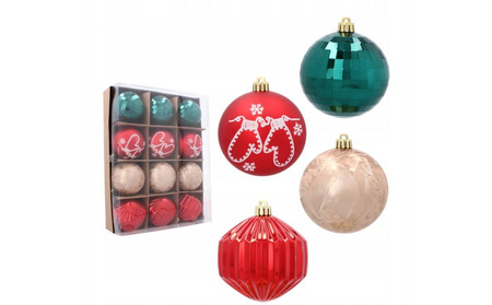 Bombki choinkowe komplet 12szt plastikowe 8cm