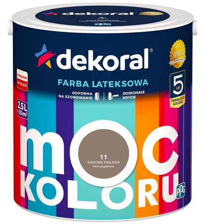 Farba lateksowa DEKORAL MOC KOLORU kawowa pralinka 2,5L