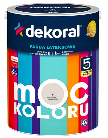 Farba lateksowa DEKORAL MOC KOLORU jesienna mgła 5L