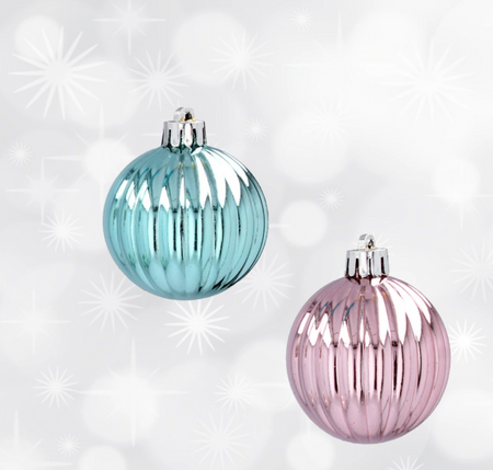 Bombki choinkowe komplet 9 szt. plastikowe 8cm mięta lub róż