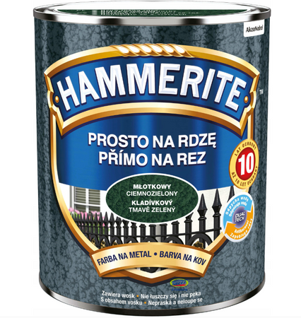 Farba HAMMERITE Prosto na rdzę ciemnozielony młotkowy 0,7 L