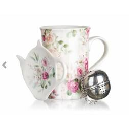 Kubek z zaparzaczek i spodkiem  BANQUET ROSE 340ml