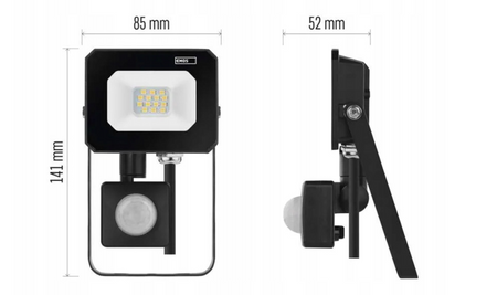 Naświetlacz LED SIMPO 10W z czujnikiem ruchu 4000K 1000lm ZS2313