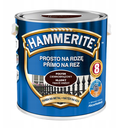 Farba HAMMERITE Prosto na rdzę ciemny brązowy połysk 2,5 L
