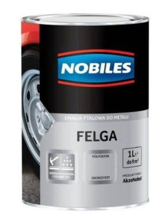 Emalia ftalowa do metalu NOBILES FELGA półpołysk srebrzysta 1L