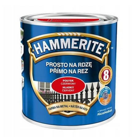 Farba HAMMERITE Prosto na rdzę czerwony połysk 0,25 L