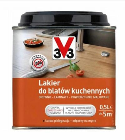 Lakier do blatów kuchennych bezbarwny V33 0.5l