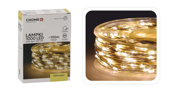 Lampki choinkowe druciki LED 1000L 103m ciepły biały