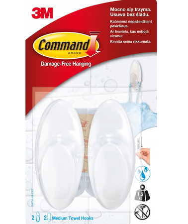 Haczyk łazienkowy COMMAND 2szt x 1,3kg biały