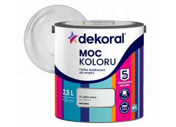 Farba lateksowa DEKORAL MOC KOLORU lekko szary 2,5L