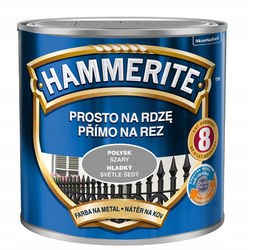 Farba HAMMERITE Prosto na rdzę szary połysk 0,25 L