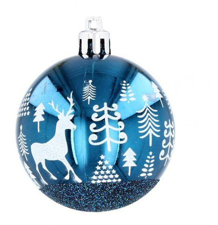 Bombki choinkowe komplet 8 szt bombek plastikowych 6cm niebieskie 3 motywy