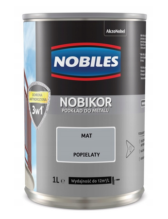 Podkład antykorozyjny do metalu NOBILES NOBIKOR popielaty matowa 1L