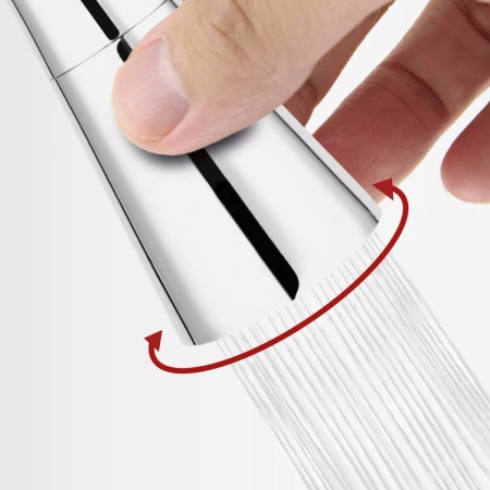 Bateria kuchenna z elastyczną wylewką FERRO Zumba II chrom biały/szary