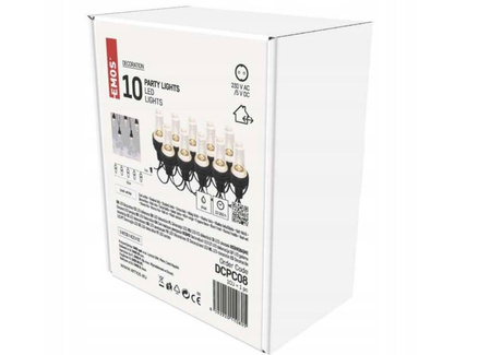 Łańcuch 10LED EMOS ACRYLIC PARTY BULBS IP44 ciepły biały